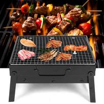 Portable Stainless Steel Folding Barbecue Grill BBQ Charcoal Grill for Camping Outdoor brown
