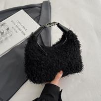 Plush bag women's autumn new casual cute shoulder messenger bag fluffy underarm commuter bag