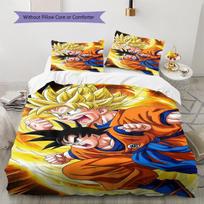 Dragon Ball Z rašto patalynė, Antklodžių komplektas, Antklodės užvalkalas, Pagalvės užvalkalas, Namų gimtadienio dovana (1 * antklodės užvalkalas + 2 * pagalvės užvalkalai, be šerdies) 135x200cm orange