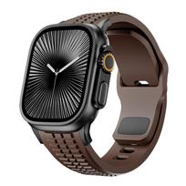 Luxury Silicone Band For Apple Watch Ultra 3 49mm Series 11 10 46mm Sports Bracelet For iWatch 9 8 7 6 SE 45mm 44mm Strap Correa 45mm(Series 9 8 7) juoda ruda spalva