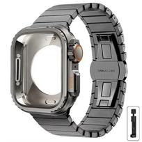 Dėklas+Dirželis Apple Watch juostai 10 42 46mm Ultra 2 49mm 9 8 7 6 SE 5 Plieno Metalinis Apsauginis Korpusas Atnaujinimas Iwatch 45mm 44mm 45mm gray