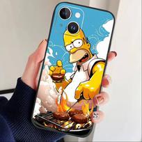 L-Simpsons animacinis telefono dėklas, skirtas iPhone 16,15,14,13,12,17,Pro Max,Plus, silikoninis juodas dėklas iPhone12PRO