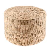 Natūrali šiaudų apvali sėdimoji pagalvė (pufas) Tatami sėdimoji pagalvėlė Grindų kilimėlis Pufas Grynas rankų darbo svetainės, garbinimo, meditacijos pagalvėlė Grindų sėdynė