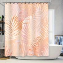 Minkšta elegantiška persikų palmių rašto dušo užuolaida vonios dekoravimo rinkinys namų voniai W60H190(CM)-1 Pcs beige