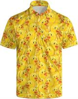 Vasaros vyriški polo marškinėliai su alaus ančiuko 3D spaudiniu, vyriški viršutiniai drabužiai, laisvalaikio lauko drabužiai, sagomis, atlapais, T-shirt, gatvės mada, vyriški ir moteriški laisvi drabužiai XL yellow