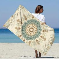 Boho Gėlių Paplūdimio Antklodė, Mandalos Raštas, Smėlio Neveikiantis Mikropluoštas, Lengva, Idealiai Tinka Piknikui ir Paplūdimio Dekoruoti W30*H60(CM) white