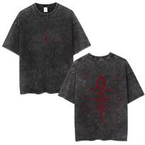 Skalbti vintažiniai žaidimo Bloodborne Fear The Old Blood marškinėliai Unisex moterims laisvalaikio per dideli marškinėliai Unisex aukštos kokybės medvilniniai marškinėliai M black