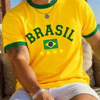 Brazilijos Vėliava 3D Spausdinti Marškinėliai Vasaros Laisvalaikio Apvaliu Kaklu Trumpomis Rankovėmis Viršus Madingas Vyriškas Sportinis Megztinis L yellow