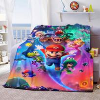 Super Mario Bros tematikos pledas Minkštas poliesterio flanelis Jaukus metamas pledas Namų svetainės dekoras -QJY 100x150cm