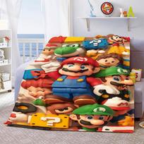 Super Mario Bros tematikos pledas Minkštas poliesterio flanelis Jaukus metamas pledas Namų svetainės dekoras -QJY 75x90cm