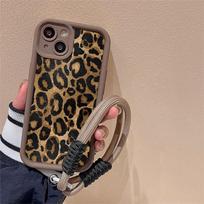 Telefono dėklas Motorola Moto Edge 50 60 Fusion Pro Stylus 40 Neo 70 G84 G85 G54 G05 G34 G56 G86 Leopardų rašto dangtelis su riešo dirželiu Motorola E14(G04)