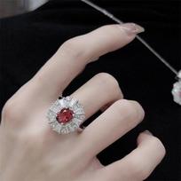 Ruby Gemstone Sparkling Three-Piece Set: Elegant and Versatile Ring, Necklace, and Studs.