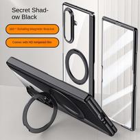 Skirta Samsung Galaxy Z Fold 7 360° besisukanti lydinio laikiklio, magnetinio laikiklio ir žiedo 3-in-1 grūdinto stiklo plėvelė, apsauganti nuo kritimo telefono dėklas For Galaxy Z Fold 7 gray