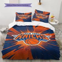 NY Knicks Rašto Lovos Patalynės Komplektas Antklodės Užvalkalas Pagalvės Užvalkalas Namų Dekoras Dovana (1 * antklodės užvalkalas + 2 * pagalvės užvalkalai, be šerdies) 135x200cm blue