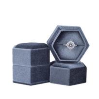 Hexagon Velvet Ring Box with Detachable Lid Earings Heirlooms Holder for Proposal Engagement Wedding Ceremony Proposals Other pilka