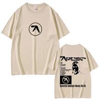 Riboto tiražo Aphex Twin Grafinis marškinėlis Selected Ambient Works 85 92 Albumo Spaudiniai Marškinėliai Vyrams Moterims Mada Elektroninės Muzikos Marškinėlis XL beige