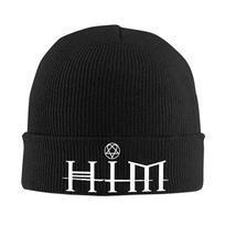 HIM rock band Knitted Hat Beanies Winter Hat Warm Acrylic  Hiphop  Caps Unisex Women Gifts One Size black