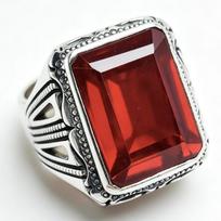 European and American New Exaggerated Inlaid Large Ruby Ring, Square Unisex Hand Jewelry no. 12 black