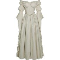 Moteriška viduramžių teismo suknelė Retro suknelė Helovino scenos pasirodymui Ilga suknelė Renesanso Off-shoulder Pūstos rankovės S smėlis
