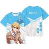 Summer Men's T-shirt Anime Oshi No Ko 3D Printed for Women Street Casual Fashion Short-sleeved O-collar Mesh Jersey UnisexLoose Tees Tops 4XL blue
