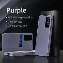 Phone Case For Samsung Galaxy S25 Edge S23 S26 Ultra S24 Plus A17 A16 A56 View Window Leather Wallet Card Slot Flip-Free Cover Galaxy S25 FE violetinė