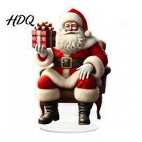 Christmas Window Sill Ornament Santa Claus Ornament Retro Reindeer Acrylic Decoration Durable Shelf Decor Double Sided Desktop Figurines for Holiday B beige