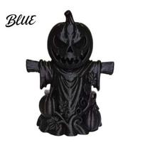 Solid PLA Sculpture 3D Printed Pumpkin Scarecrow Figurine Matte Black Halloween Tabletop Aesthetic Home Accents Decor for Shelf Window Office Spooky black