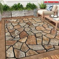 VIKAMA3D Akmens tekstūros lauko kilimas, neslystanti terasa ir balkono kilimėlis, stovyklavimo ir iškylos grindų kilimėlis, namų dekoracija 80cm x 120cm brown