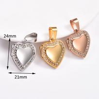 Stainless Steel Zirconia Heart Photo Locket Pendant Openable Picture Box Frame Charms Chain Necklace for Women Men Metal Jewelry Silver