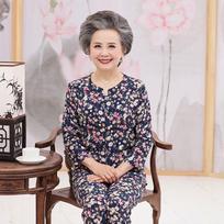 In the elderly summer clothes female mother cotton silk suit grandma cotton silk two-piece set old lady cardigan clothes breathable xl(recommended 37.5-50kg ) gray