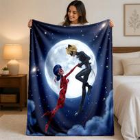 Miraculous Ladybug Print Flannel Blanket Cozy Warm Plush Throw Blanket For Bed Sofa Couch Indoor Household Use 75x90cm