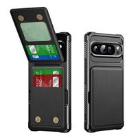 Dėklas Google Pixel 11 / Pixel 11 Pro , PU oda su magnetiniu užsegimu ir kortelės laikikliu juoda
