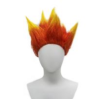 Flame Gradient Spiky Short Synthetic Wig Unisex Anime Hero Halloween Convention Game Cosplay Party Fire Shape Fantasy Costume brown