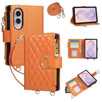 Kryžinė ilga virvelė su užtrauktuku kortelių dėklas piniginė odinis dėklas Samsung Galaxy Z Fold8 Fold 8 plačiai atlenkiamas apsaugantis nuo smūgių knygelės tipo dangtelis Galaxy Z Fold 8