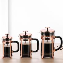 Krusz Borosilicate Glass French Press - 350ml, 600ml, 1000ml Coffee & Tea Brewer 1000ml Rose Gold