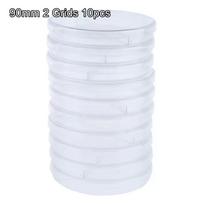10Pcs Clear Round Plastic Petri Dishes 35-90mm Multiple Sizes Cell Culture Dishes for Microbe Cultivation Lab Test 90mm 2 Grids 10pcs