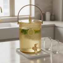 Šaltų gėrimų dozatorius su čiaupu, prabangaus dizaino, didelės talpos sulčių indas, aukštas čiaupas Amber Gold with Faucet+handle gray