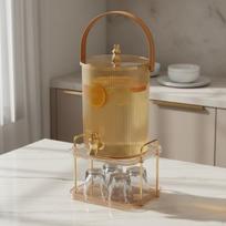 Šaltų gėrimų dozatorius su čiaupu, prabangaus dizaino, didelės talpos sulčių indas, aukštas čiaupas Amber Gold with Double Rack