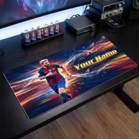 Lionel Messi Custom Large Mouse Pad, Personalized Name Text Print, Football Logo Non‑Slip Desk Mat Gaming Gift 30cmx80cm