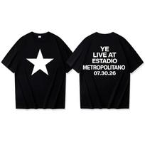 Kanye West Live in Estadio Metropolitano Tshirt Unisexs and Womens Harajuku Streetwear Short Sleeve Yk Summer T Shirt 2XL black