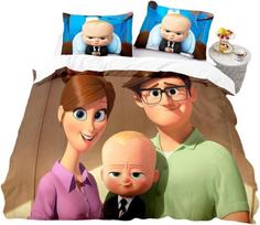 Cartoon Duvet Cover Pillowcase Boss Baby Bedding Set Adult Boy Girl Bedroom Decoration Children Single Double Size EU Single 135*200cm/53x79in 3pcs brown