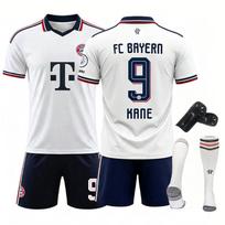 Bayern Munich 26-27 Namų marškinėlių komplektas Kane 9 Trumpomis rankovėmis Futbolo uniforma Suaugusiems Vaikams Gerbėjų Treniruočių Rungtynių Marškinėliai XL balta