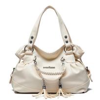 Moteriškas PU odos skersinis pečių krepšys Tote Messenger Hobo Bag dramblio kaulas