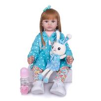 KEIUMI 24 colių silikoninė lėlė Reborn Baby Doll 60 cm Naujagimiui prikimšta princesė Reborn Bebe Žaislai Audiniai Kūno lėlė Vaikų gimtadienio Kalėdų dovana 60 cm mėlyna