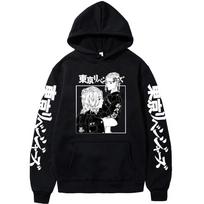 Anime figūrėlė Tokijo Revengers Hoodies Juokingi marginti megztiniai ilgomis rankovėmis vyrams Moteriški sportiniai drabužiai Hip Hop Sudadera drabužiai su gobtuvais XS juoda