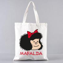 PAZ Mafalda Femme Harajuku mada Animaciniai filmukai Rankinės Pečių Krepšiai Laisvalaikio apsipirkimo Mergaičių rankinės Moterims Elegantiškas drobinis krepšys 24*26cm white