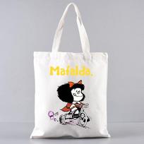 PAZ Mafalda Femme Harajuku mada Animaciniai filmukai Rankinės Pečių Krepšiai Laisvalaikio apsipirkimo Mergaičių rankinės Moterims Elegantiškas drobinis krepšys 24*26cm