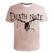 Death Note 3D spausdinti marškinėliai Anime Harajuku gatvės stilius Vyrams Moterims Mada Apvalus kaklas Trumpomis rankovėmis Dydžio perteklius Marškinėliai HipHop marškinėliai Viršūnės L white