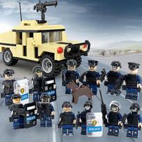 Swat rinkinys policijos automobilio mažų dalelių vaikiškų statybinių kaladėlių Kalėdų dovana