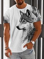 3D spausdintas vilko rašto vasarinis laisvalaikio vyriškas marškinėlis, laisvas, patogus, sportinis, trumpomis rankovėmis, gatvės mada, apvalia kakle. 3XL gray